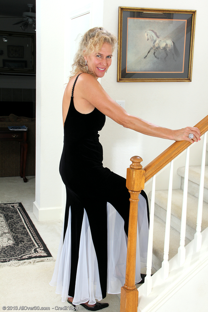 54 Year Old Sabrina from  Milfs30 Glides out of Her Elegant Dress